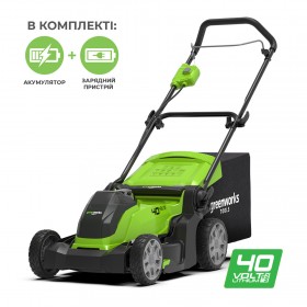 Газонокосилка аккумуляторная Greenworks G40LM41K2