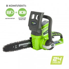 Аккумуляторная цепная пила Greenworks G24CS25K2